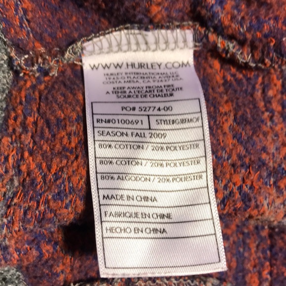 Hurley Plaid Lightweight Button-down Ribbed Coat - Picture 6 of 8